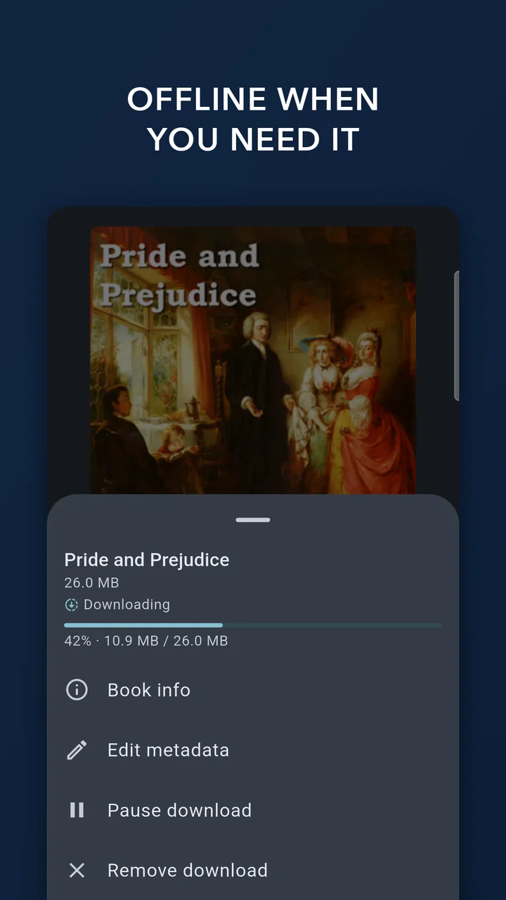Offline when you need it — a book downloading for offline listening